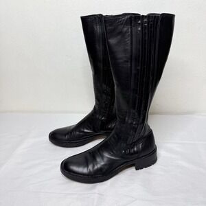 Rocco P Leather Knee High Boots Womens 37 Classic Equestrian Minimalist Italy